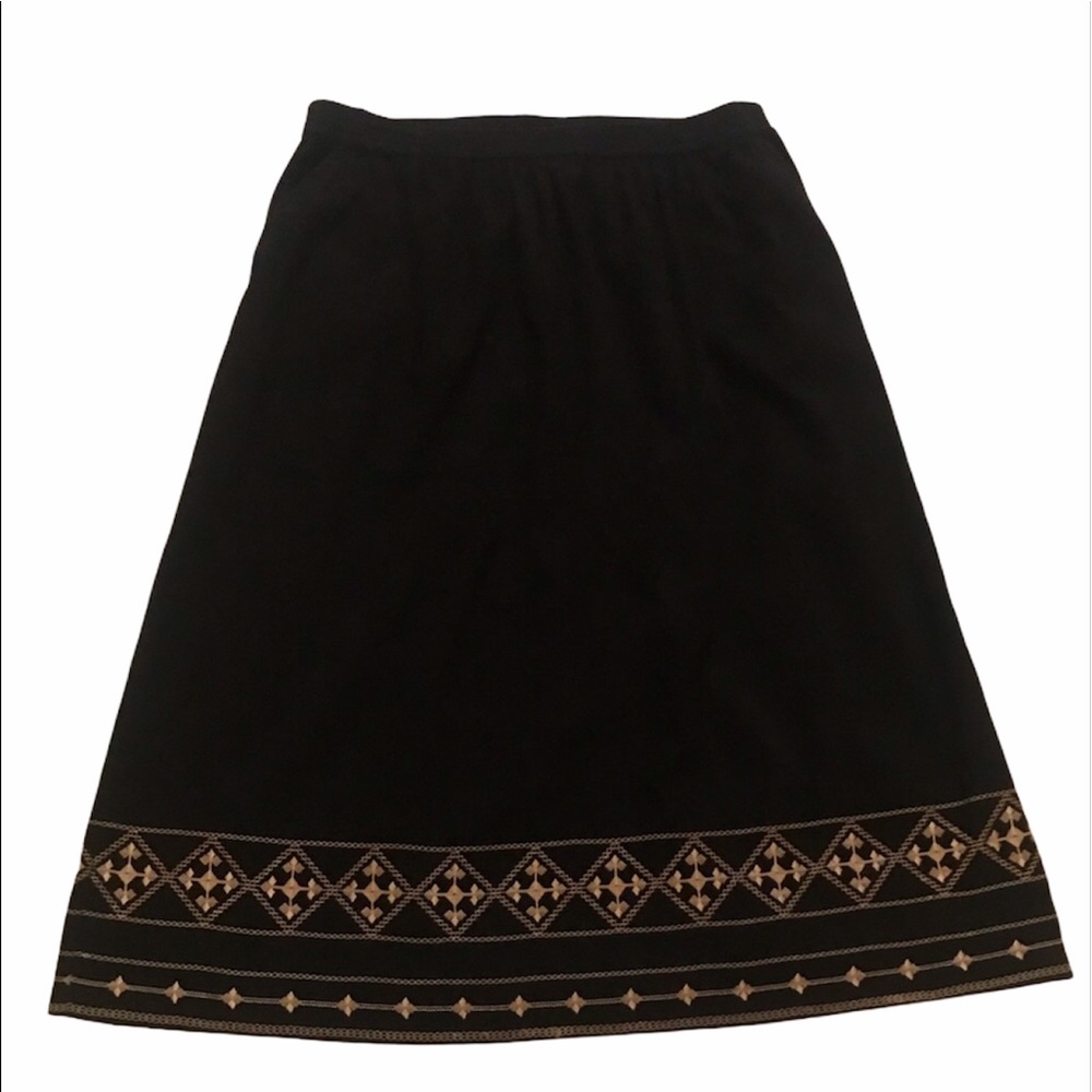 BONWORTH black Tan cute Tribal Aztec skirt size medium petite